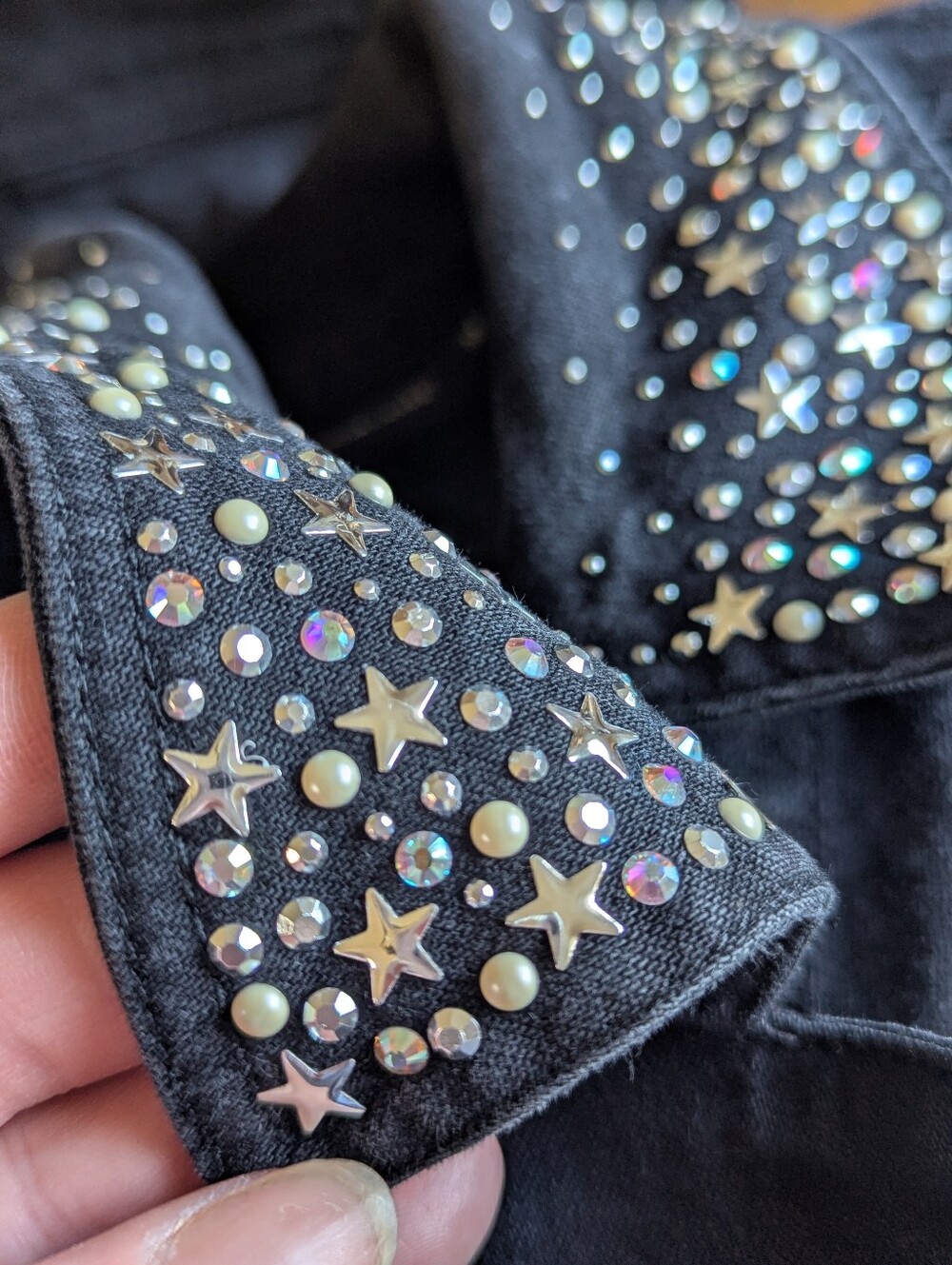 💎✨Celestial Swarovski Crystal Sparkling Star Fairycore Embellished Denim Jacket - Picture 10 of 14
